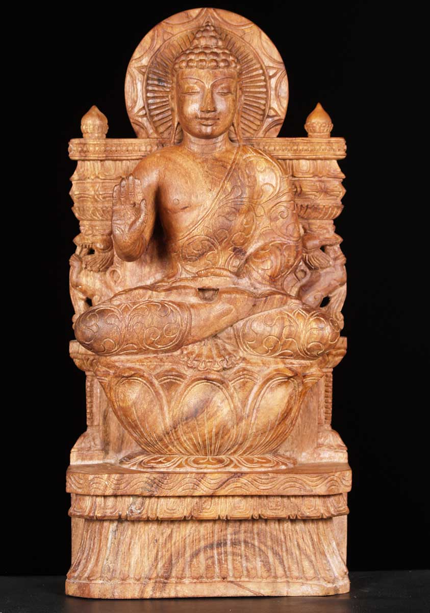 Wooden Seated Abhaya Buddha 24"